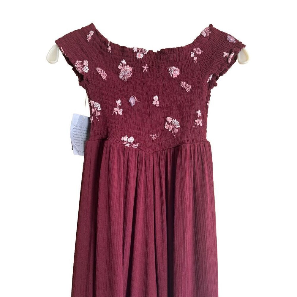 Taylor & Sage Womens Burgundy Stretch Off The Shoulder Wide Leg Jumpsuit Size S - Picture 11 of 14